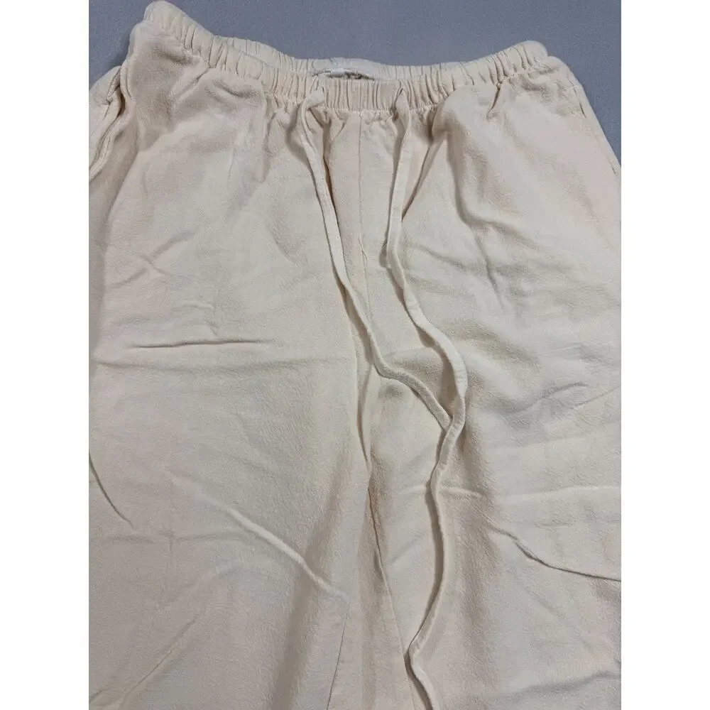 Womens Cotton Linen Pants Size Small Beige Trousers 12
